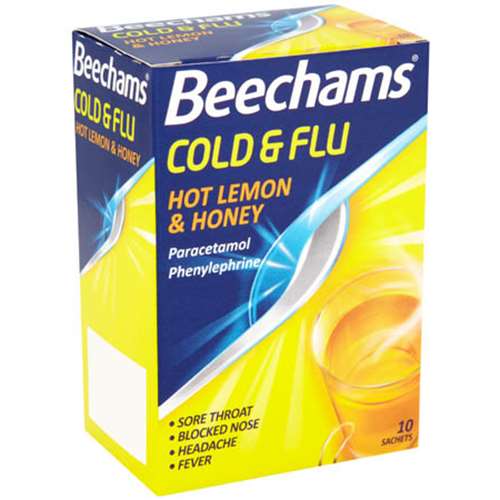 Beechams Cold and Flu Hot Lemon and Honey 10 ExpressChemist.co.uk Buy Online