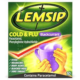 Lemsip Cold & Flu Blackcurrant Sachets 10