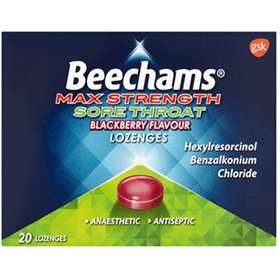 Beechams Max Strength Sore Throat Relief - Blackberry Lozenges (20)