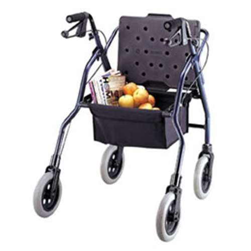 Removable backrest special design for reducing storage space. Shopping bag fitted under seat, provides shopping privacy. Extra wide rear leg provides different users needs. Height adjustable handle.
