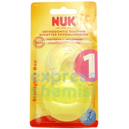 **Clearance** NUK Starlight Soother + Box 0-6 months (Yellow)