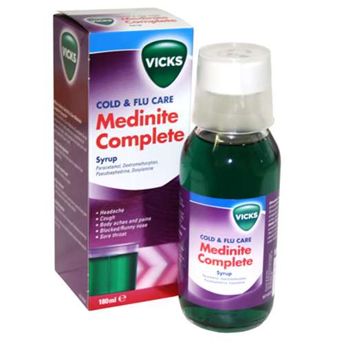 Vicks Cold & Flu Medinite Complete Syrup 180ml