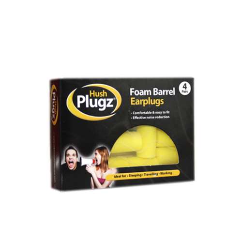 Hush Plugz Foam Barrel Earplugs 4 PAIRS