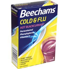 Beechams Cold and Flu Hot Blackcurrant 5