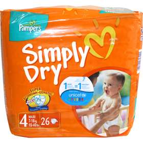 Pampers Simply Dry Nappies Size 4 (7-18kg/15-40lb) 24