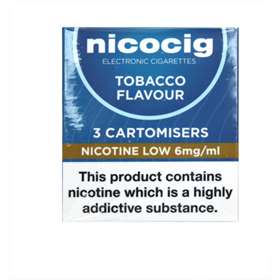 Nicocigs 3 Cartomisers Low Strength Tobacco Flavour 6mg