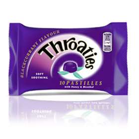 Throaties Pastilles Blackcurrant Flavour Honey & Menthol 10 Pack