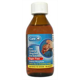 Care Codeine 15mg/5ml Sugar Free Oral Solution.