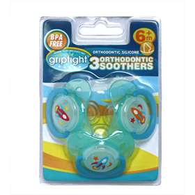 Griptight 3 Orthodontic Soothers BLUE with Rocket 6 Months+