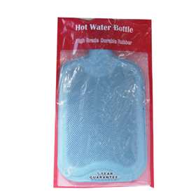 Hot Water Bottle Natural Rubber Double Ribbed Blue