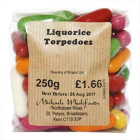 Michaels Wholefoods Liquorice Torpedoes 250g