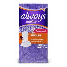 Always Dailies Liners Fresh Scent Singles Normal 20