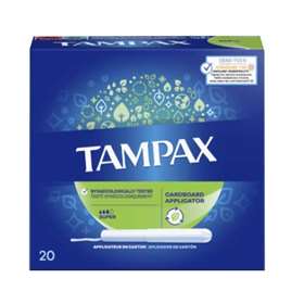 Tampax Cardboard Applicator Super Tampons 20