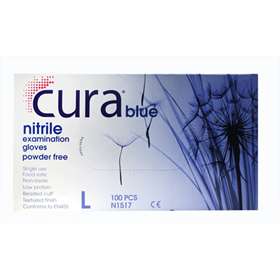 Cura Blue Nitrile Examination Gloves Powder Free 100 Pcs Large