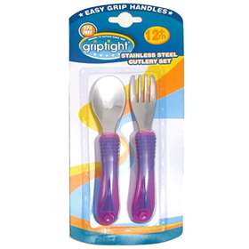 Griptight Stainless Steel Cutlery Set Pink/Purple 12+ Months
