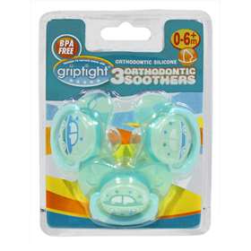 Griptight 3 Blue Orthodontic Soothers 0-6+ months Car