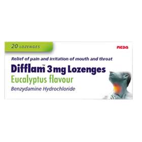 Difflam 3mg 20 Lozenges Eucalyptus Flavour