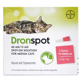 Bayer Dronspot Medium Spot-On Solution 2 Pipettes