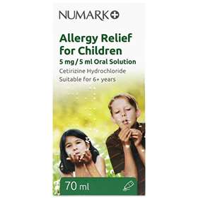 Cetirizine 5mg/5ml Allergy Relief for Children Oral Solution 70ml