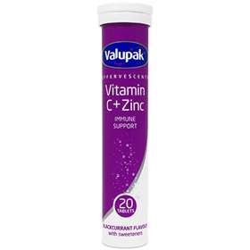 Valupak Effervescent Vitamin C + Zinc Immune Support 20 Tablets