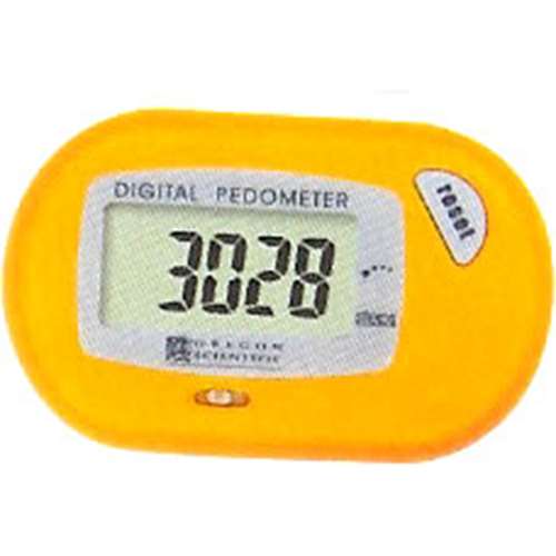 Fun, affordable Pedometer for enthusiastic walkers young and old  Large LCD screen.   Step counts walking or running.   Sensitivity adjustment.   Belt clip.   Colour may vary.