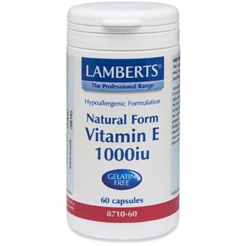 Lamberts Natural Form Vitamin E 1000iu Gelatin Free (670mg) 60 capsules - Lamberts