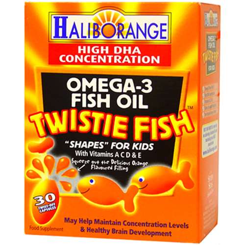 Haliborange Omega 3 Twisty Fish shapes for Kids Orange x 30 thumbnail