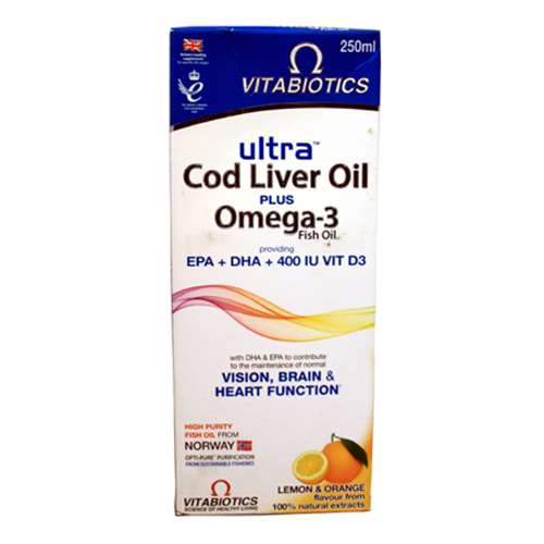 Vitabiotics Ultra Cod Liver Oil Plus Omega 3 Liquid 250ml