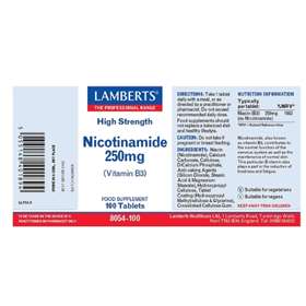 Lamberts Nicotinamide 250mg (Vitamin B3) 100 Tablets