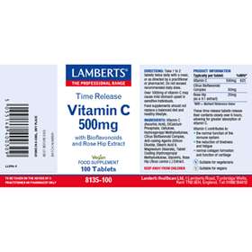Lamberts Vitamin C 500mg Time Release with Bioflavonoids 100 Tablets
