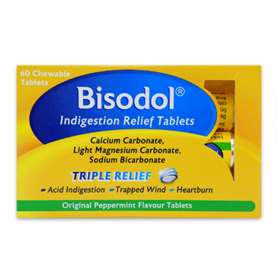 Bisodol Indigestion Relief Tablets Roll packs 60x