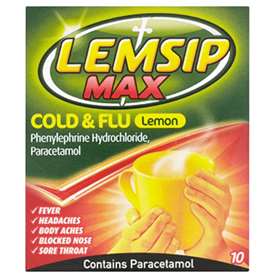 Lemsip Cold & Flu Max Strength Lemon Sachets (10)