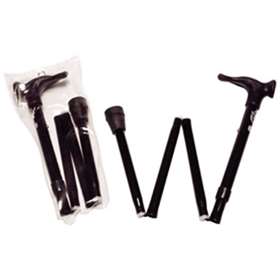 Adjustable Folding Stick - Anatomic comfort grip black (left)