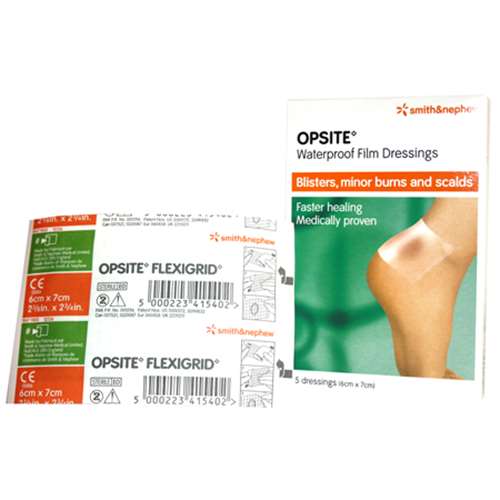 OpSite Waterproof Film Dressings for Blisters, Minor Burns and Scalds (6cm x 7cm) (5 Dressings)