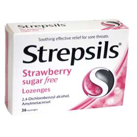 Strepsils Strawberry Sugar Free Lozenges 36