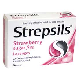 Strepsils Strawberry Sugar Free Lozenges 36