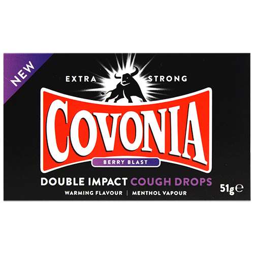 Click to view product details and reviews for Covonia Berry Blast Double Impact Cough Drops 51g.