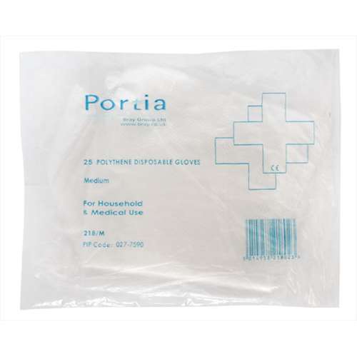 Portia Polythene Disposable Gloves Medium 25