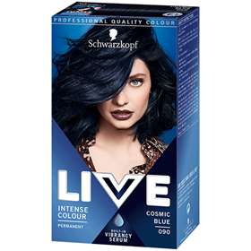 Schwarzkopf Live Intense Colour Blue Hair Dye 3Pack Permanent Colour   BuiltIn Vibrancy Serum 090 Cosmic Blue  Amazoncouk Beauty