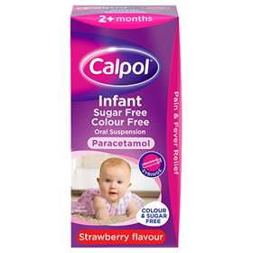 Calpol Colour and Sugar Free Infant Suspension Strawberry 100ml 8439