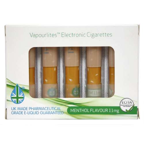 Vapourlites Electronic Cigarette Menthol Flavour 11mg Refills 5