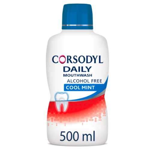 Click to view product details and reviews for Corsodyl Daily Alcohol Free Mouthwash Cool Mint 500ml.