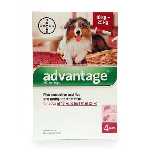 Advantage Flea Prevention and Treatment Solution for Dogs of 10 kg to less than 25kg - 4 x 2.5ml.