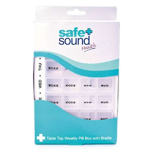 Safe and Sound Table Top Weekly Pill Box with Braille