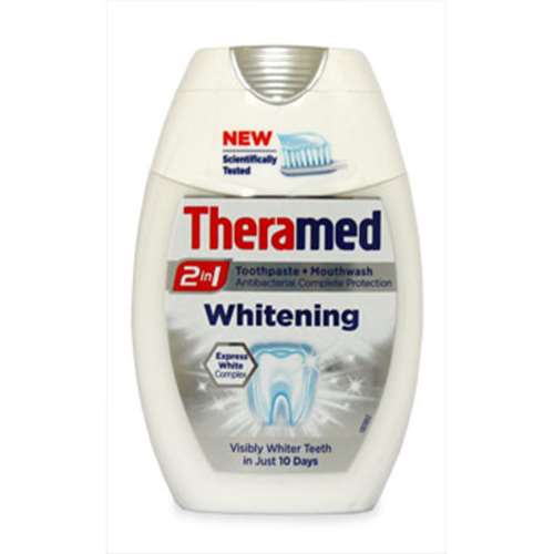 Theramed 2 in 1 Toothpaste and Mouthwash Whitening 75ml ExpressChemist.co.uk Buy Online