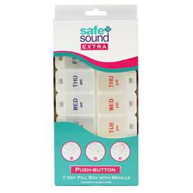 Safe and Sound Push Button 7 Day Pill Box with Braille