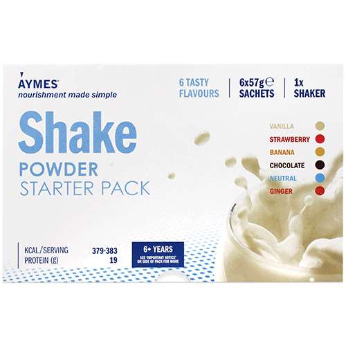 Aymes Shake starter pack 6 x 57g sachets with shaker.