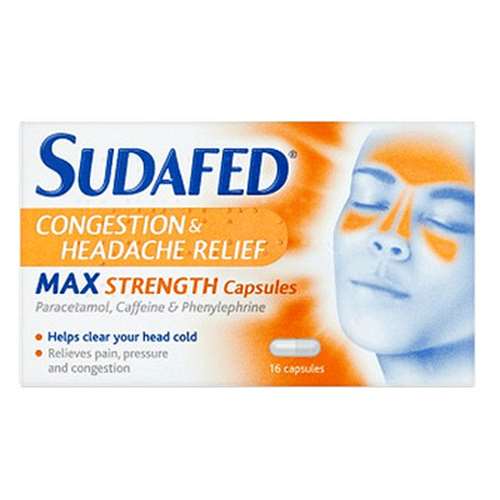 Sudafed Congestion And headache Relief Max Strength Capsules 16