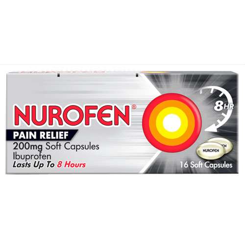 Nurofen Pain Relief 16 200mg Soft Capsules.
