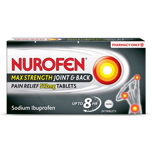 Nurofen Max Strength Pain Relief 512mg 24 Tablets.
